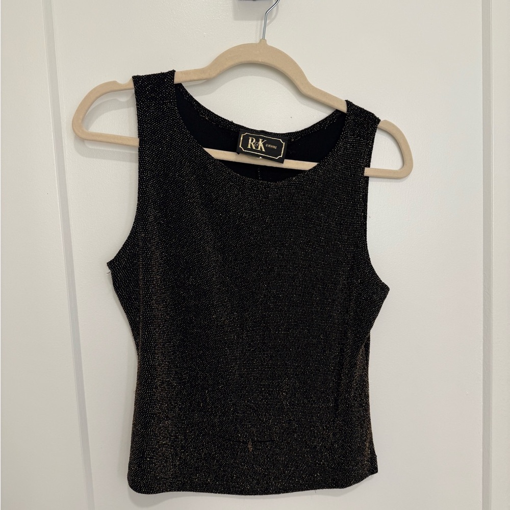 Women's Black Sparkly Sleeveless Top